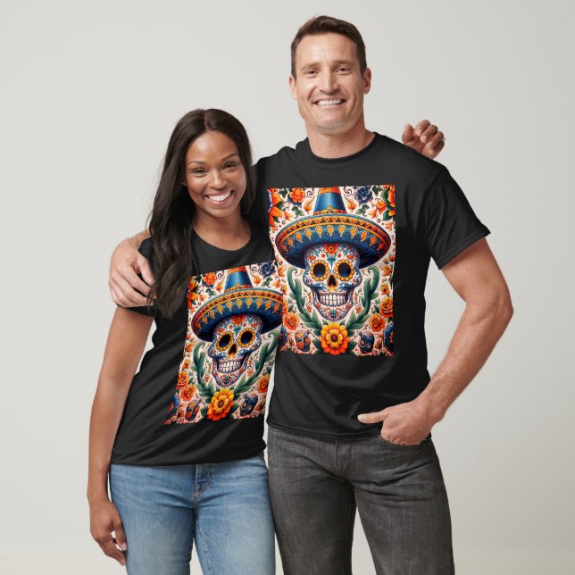 Mexiko | Resa Vintage Retro Candy Skull T Shirt (Unisex)