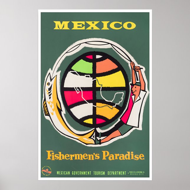 Mexiko Resemålaraffisch Mexikansk konst Fiskare Pr Poster (Framsidan)