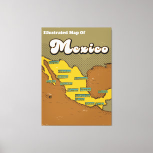 Mexiko retro karta canvastryck