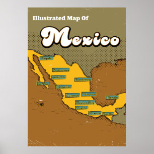 Mexiko retro karta poster