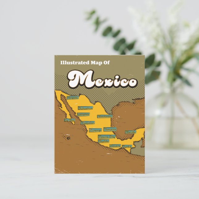 Mexiko retro karta vykort (Stående Fram)