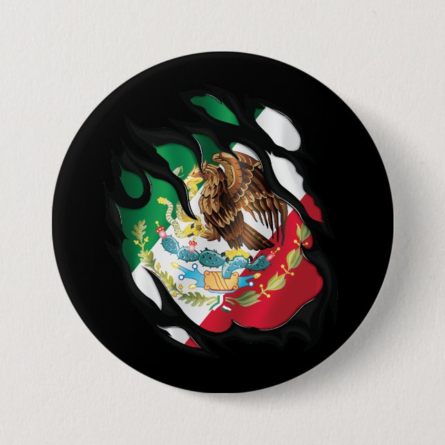 Mexiko Rippad Flagga Knapp (Framsida)
