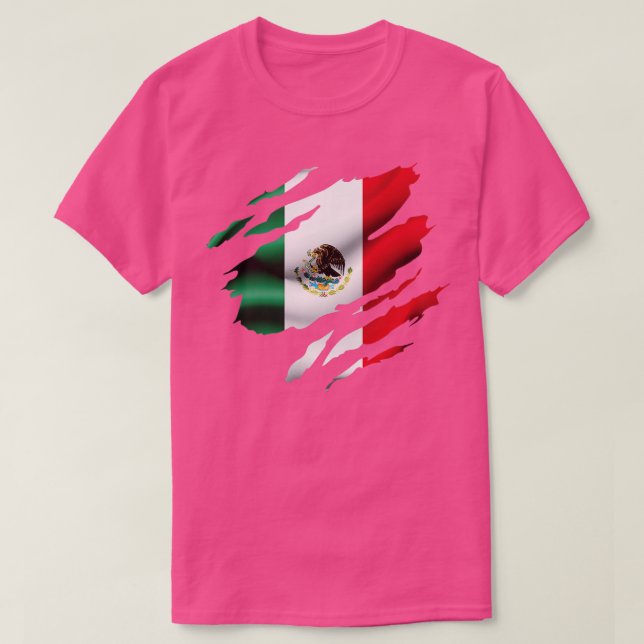 Mexiko Rippad Flagga T Shirt (Design framsida)