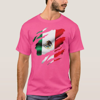 Mexiko Rippad Flagga T Shirt