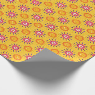 Mexiko Rosa Gult Sunblommor Blommönster Presentpapper