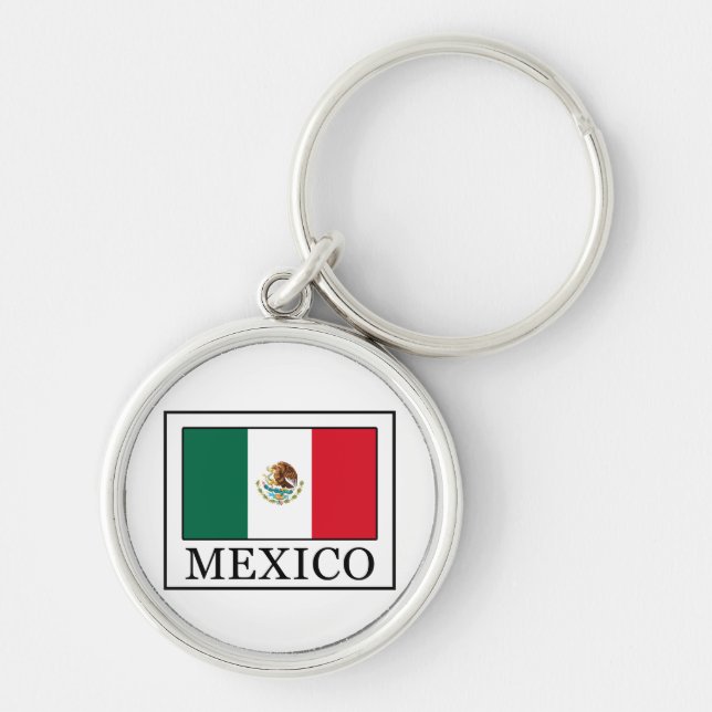 Mexiko Rund Silverfärgad Nyckelring (Framsidan)
