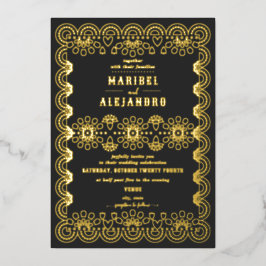 Mexiko Scalloped Papel Picado Blommigt Black Bröll