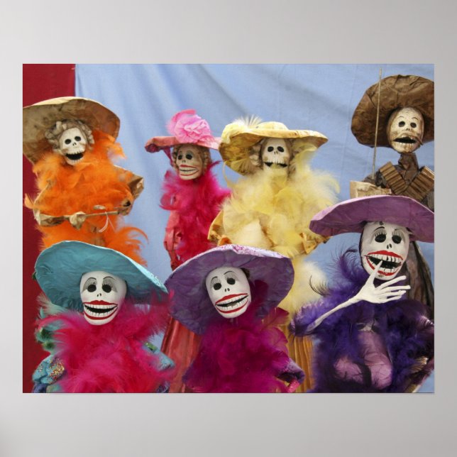 Mexiko. Skelett-Catrinas, figurer som firar Poster (Framsidan)