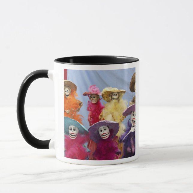 Mexiko. Skelettala Catrinas, firande figurer Mugg (Vänster)