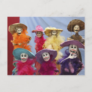 Mexiko. Skelettala Catrinas, firande figurer Vykort