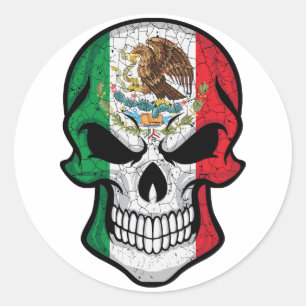 Mexiko Smiling Skull Flagga Runt Klistermärke