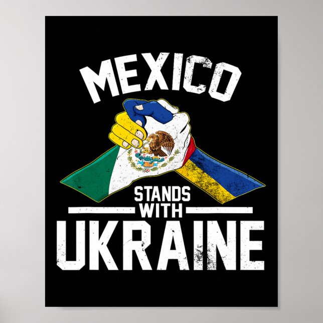 Mexiko Står Med Ukraina Ukrainsk Flagga Poster (Framsidan)