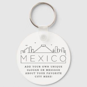 Mexiko Stylied Skyline Anpassningsbar Slogan Nyckelring