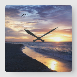 Mexiko Sunrise on the Beach Fyrkantig Klocka