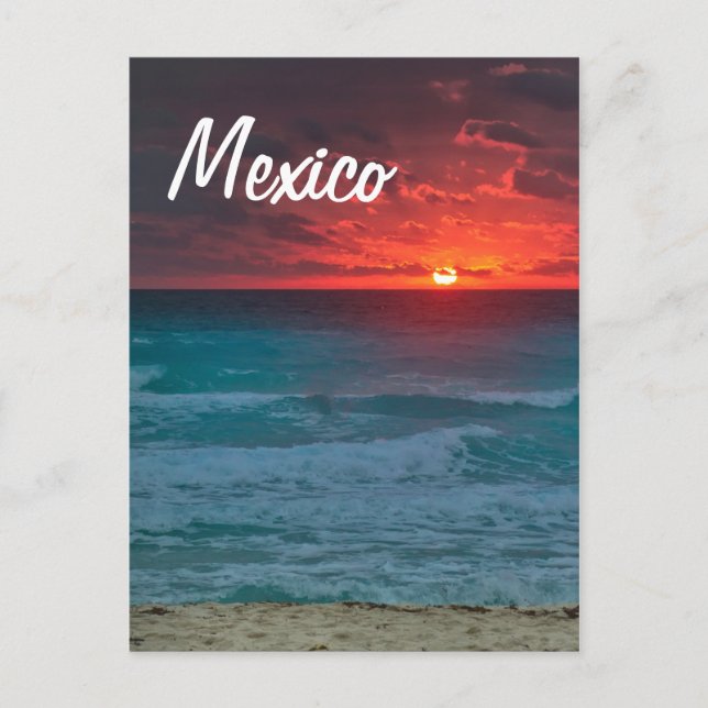 Mexiko Sunset Beach Oceanfront Vinkara Vykort (Framsida)