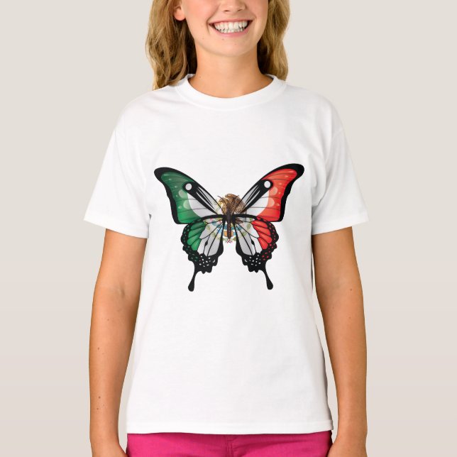Mexiko Swallowtail Butterfly Flagga T Shirt (Framsida)