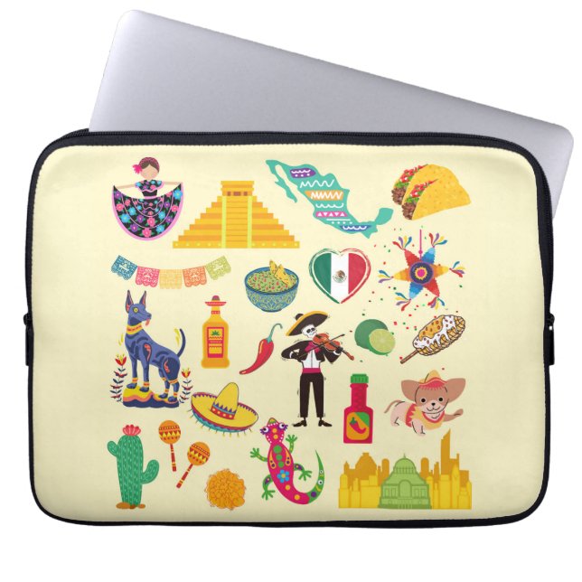 Mexiko Symbols Laptop Fodral (Framsidan)