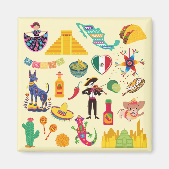 Mexiko Symbols Magnet (Framsidan)