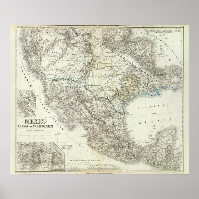 Mexiko, Texas, Kalifornien, C Amerika Poster (Framsidan)