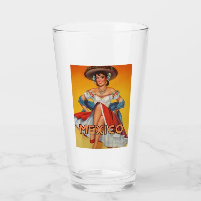 Mexiko Travel Pint Drinking Glass Glaskopp (Framsida)