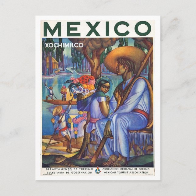 Mexiko Travel Poster Stil Retro Inspired Vykort (Framsida)
