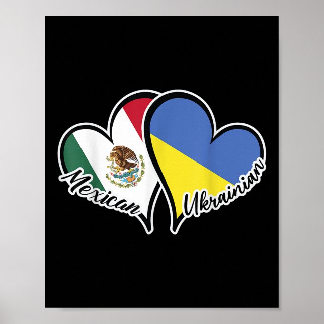 Mexiko Ukraina Flagga Heart Halva mexikanska halva Poster (Framsidan)
