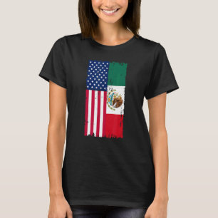 Mexiko USA flagga, halv amerikansk, halv mexikansk T Shirt