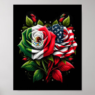 Mexiko USA flagga Mexikanska Flagga Amerikanska Fl Poster