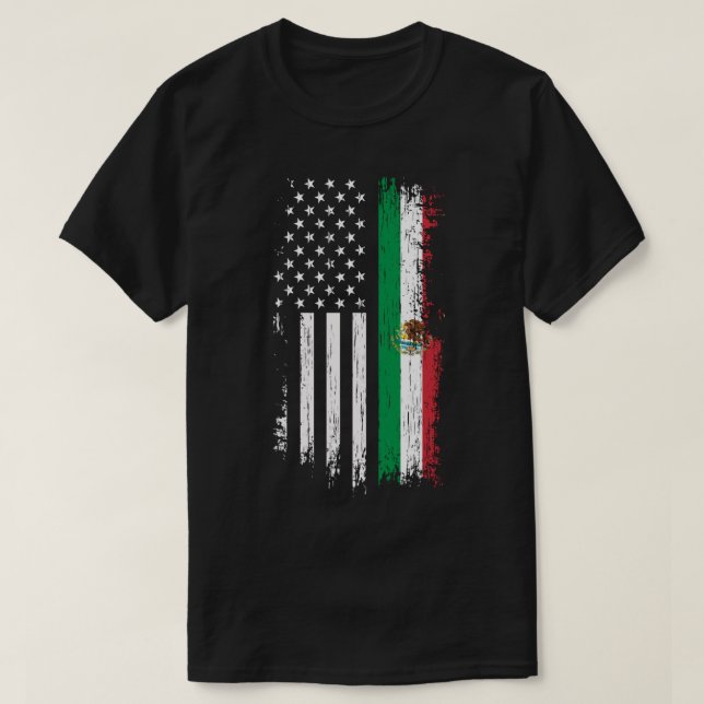 Mexiko USA Grown Roots Mexican American Flagga Pul T Shirt (Design framsida)