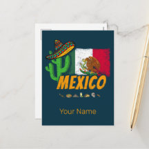 Mexiko Vintage Cactuwith Flagga Sombrero Souvenir