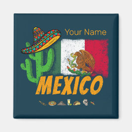 Mexiko Vintage Cactuwith Flagga Sombrero Souvenir Magnet