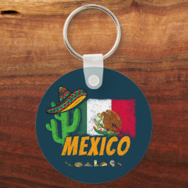Mexiko Vintage Cactuwith Flagga Sombrero Souvenir Nyckelring