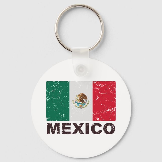 Mexiko Vintage Flagga Nyckelring (Framsida)