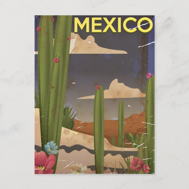 Mexiko Vintage-resaaffisch. Vykort (Framsida)