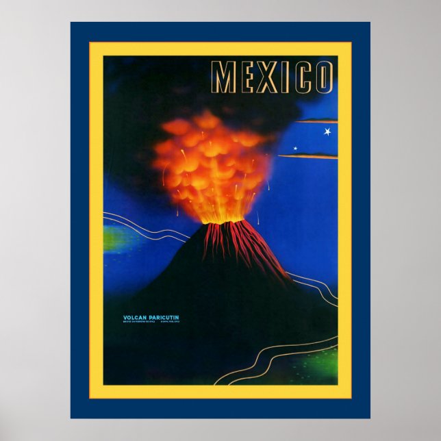 Mexiko ~ Volcan Paricutin ~ Vintage resor Poster (Framsidan)