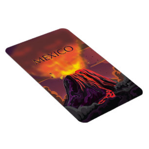 Mexiko Volcano Travel Poster Magnet