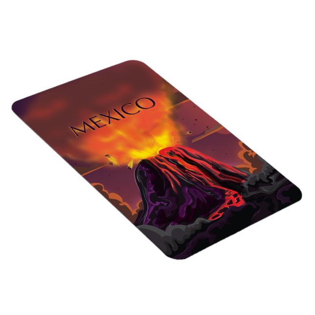 Mexiko Volcano Travel Poster Magnet (Högersidan)