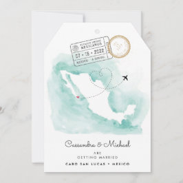 Mexiko Watercolor Karta | Cabo | Destinationsbröll