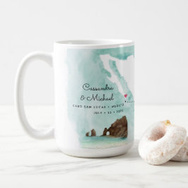 Mexiko Watercolor Karta | Cabo | Destinationsbröll Kaffemugg