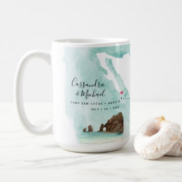 Mexiko Watercolor Karta | Cabo | Destinationsbröll Kaffemugg