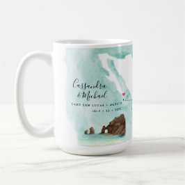 Mexiko Watercolor Karta | Cabo | Destinationsbröll Kaffemugg