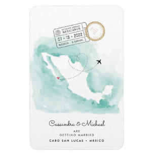 Mexiko Watercolor Karta Cabo Destinationsbröll Magnet