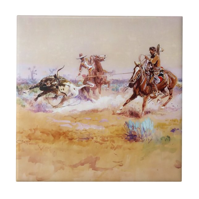Mexiko - Western konst av Charles M Russell Kakelplatta (Framsidan)