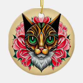 MexikoCat: A Tiger Tale in Folk Art Julgransprydnad Keramik
