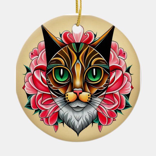 MexikoCat: A Tiger Tale in Folk Art Julgransprydnad Keramik (Framsidan)