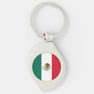 Mexikos flagga, Flaggan för mexikanska republiken Swirl Silverfärgad Nyckelring