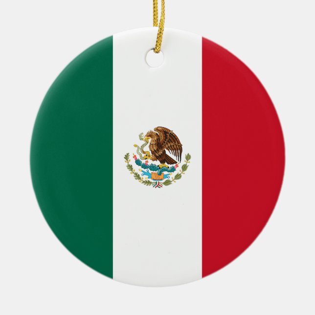 Mexikos flagga julgransprydnad keramik (Framsidan)