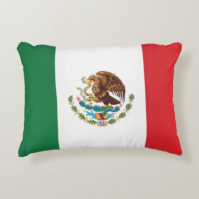 Mexikos Flagga Prydnadskudde (Framsidan)