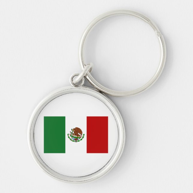 Mexikos flagga rund silverfärgad nyckelring (Framsidan)