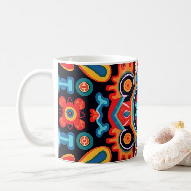 Mexikos huichol Art Kaffemugg (Med munk)